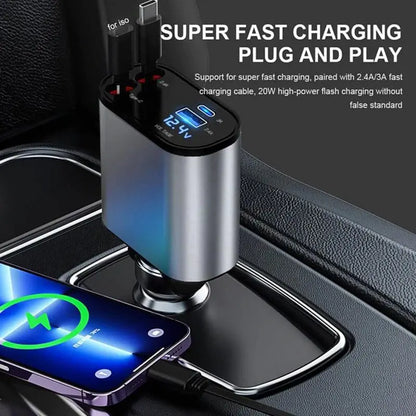 4 IN 1 100w Retractable Car Charger